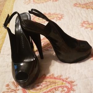 Black peep toe heels